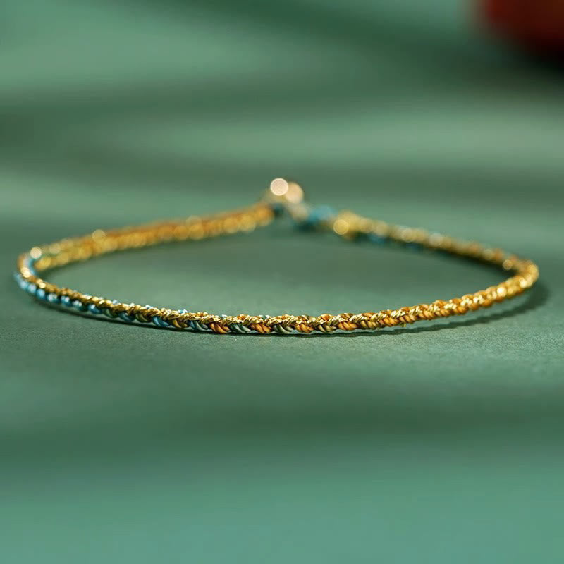 ATELIER-TIBET – Bracelet Corde Lotus Porte-Bonheur Coloré (Option Pièce de Cuivre)