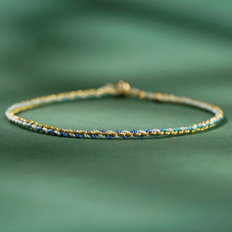 ATELIER-TIBET – Bracelet Corde Lotus Porte-Bonheur Coloré (Option Pièce de Cuivre)