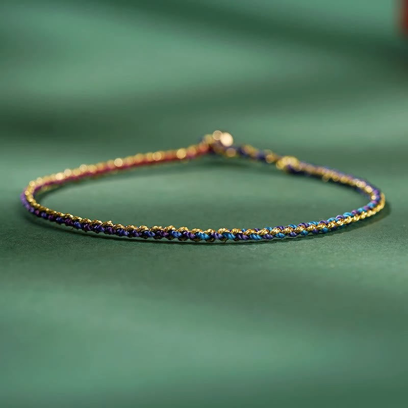 ATELIER-TIBET – Bracelet Corde Lotus Porte-Bonheur Coloré (Option Pièce de Cuivre)