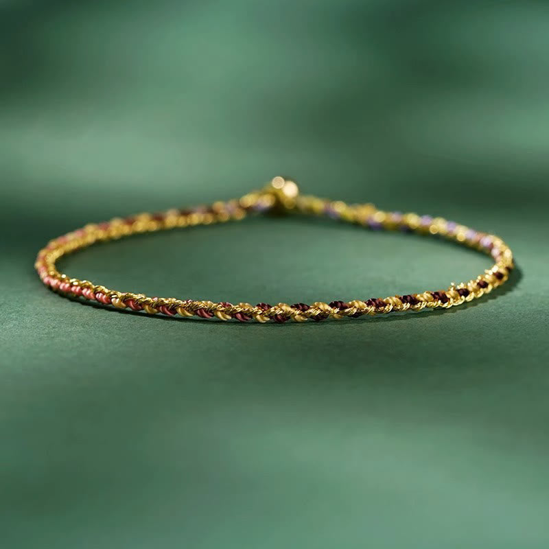 ATELIER-TIBET – Bracelet Corde Lotus Porte-Bonheur Coloré (Option Pièce de Cuivre)