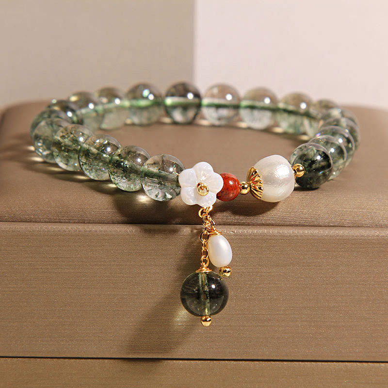 ATELIER-TIBET – Bracelet Fantôme Vert en Quartz Clair Naturel | Harmonie & Renouveau Symbolique