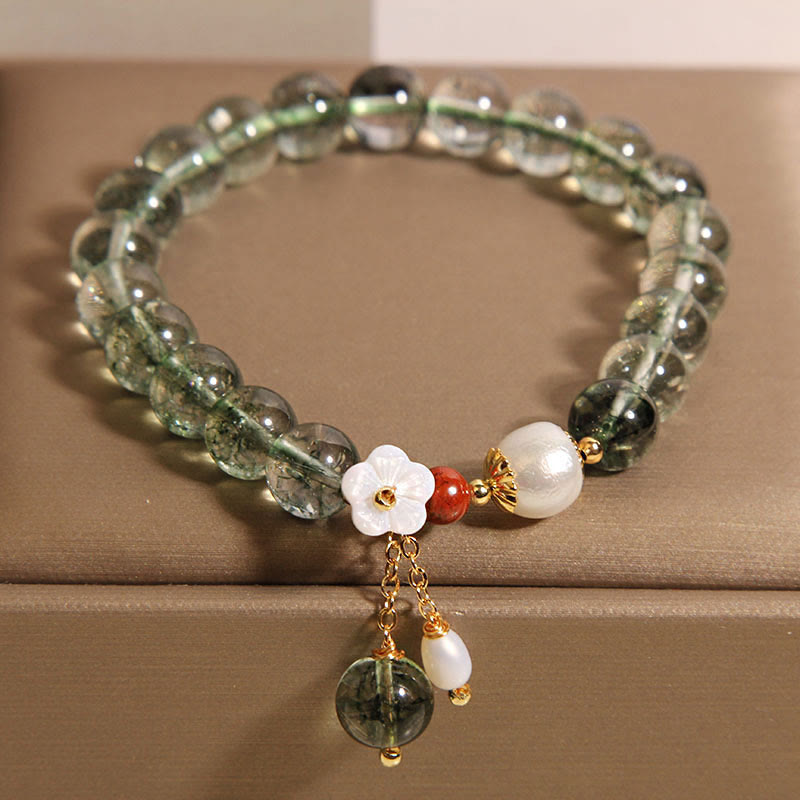 ATELIER-TIBET – Bracelet Fantôme Vert en Quartz Clair Naturel | Harmonie & Renouveau Symbolique