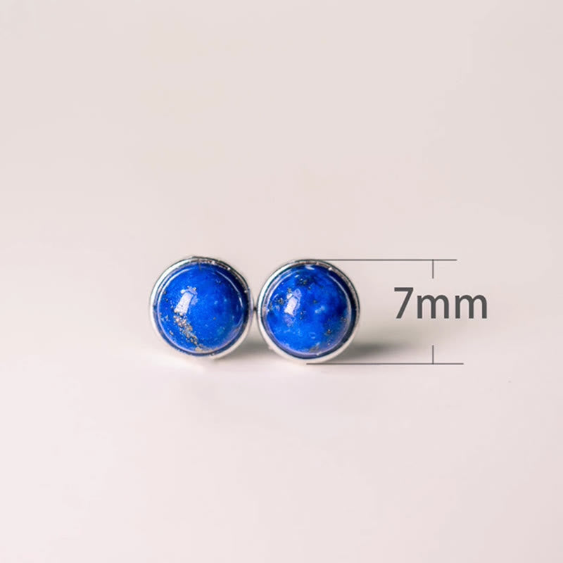 ATELIER-TIBET – Boucles d’Oreilles Clous en Lazurite (Lapis-Lazuli) Naturelle 7 mm – Argent 925
