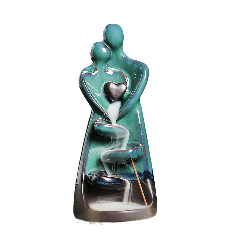 ATELIER-TIBET – Porte-Encens à Reflux Couple d’Amoureux en Céramique 7,3 cm