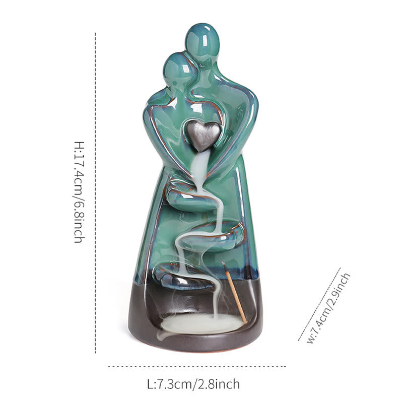 ATELIER-TIBET – Porte-Encens à Reflux Couple d’Amoureux en Céramique 7,3 cm