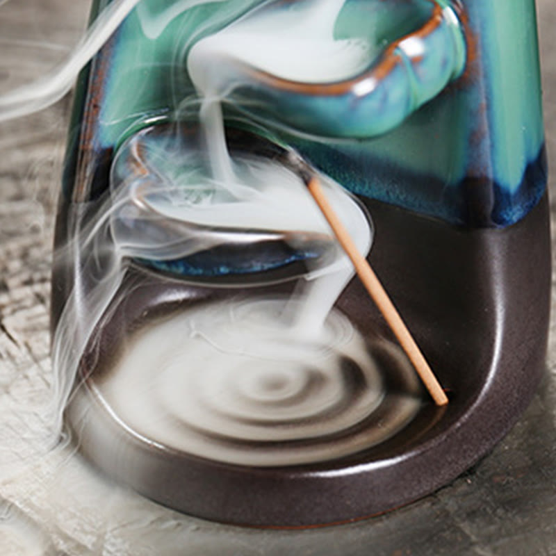 ATELIER-TIBET – Porte-Encens à Reflux Couple d’Amoureux en Céramique 7,3 cm