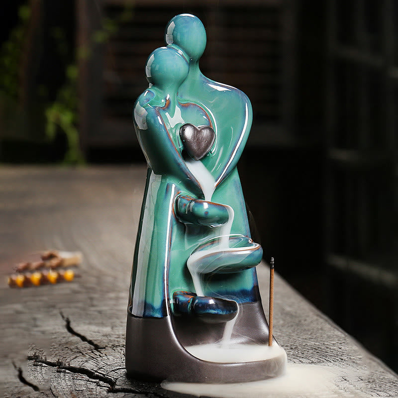 ATELIER-TIBET – Porte-Encens à Reflux Couple d’Amoureux en Céramique 7,3 cm