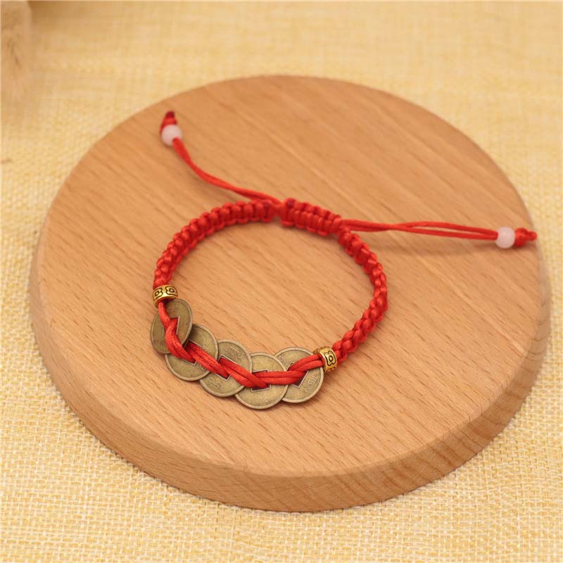 ATELIER-TIBET – Bracelet Fil Rouge avec Pièce de Cuivre – Protection & Prospérité