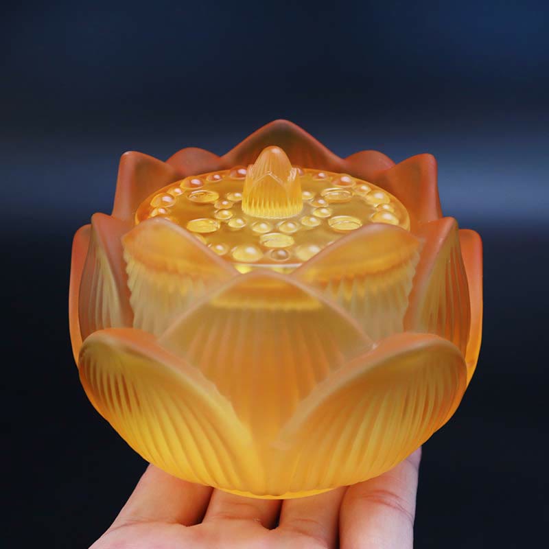 ATELIER-TIBET Brûleur d'encens de méditation de guérison en cristal de Lotus Liuli de Buddha Stones