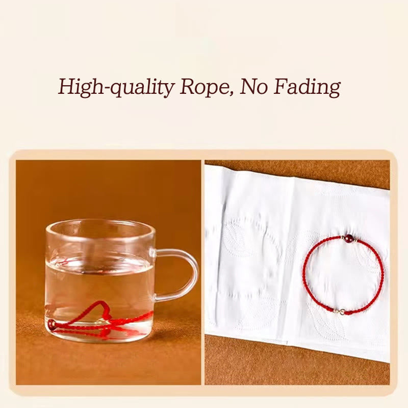 ATELIER-TIBET – Bracelet / Chevillère Fil Rouge & Perles Dorées en Argent Sterling 925