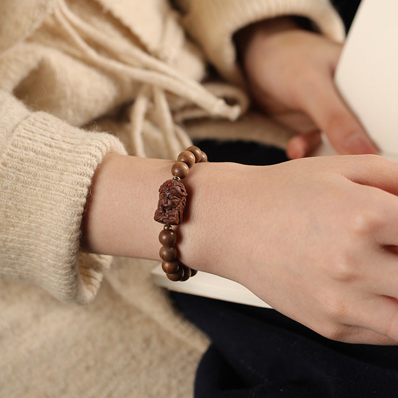 ATELIER-TIBET Bracelet Mala Tara en Bois de Santal Ancien & Pierres Naturelles – Perles ~8 mm