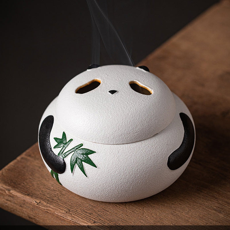 ATELIER-TIBET | Brûleur d’Encens Panda en Céramique – Objet Décoratif Apaisant