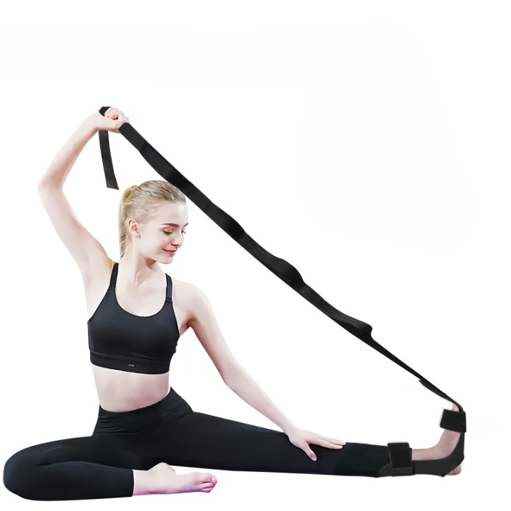 ATELIER-TIBET – Sangle de Yoga Extensible en Coton Noir 145 cm