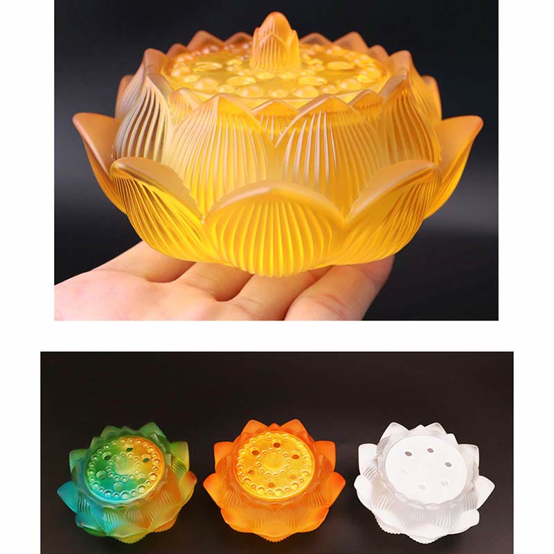ATELIER-TIBET Brûleur d'encens de méditation de guérison en cristal de Lotus Liuli de Buddha Stones