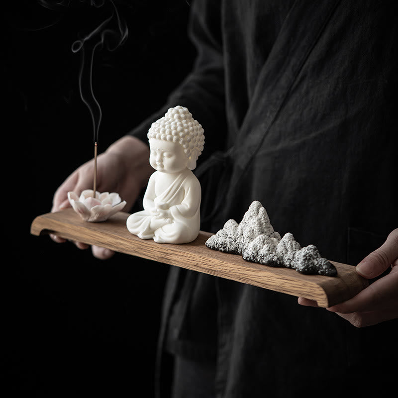 ATELIER-TIBET – Brûleur d’Encens Bouddha Lotus en Céramique – Porte-Encens Méditation Zen