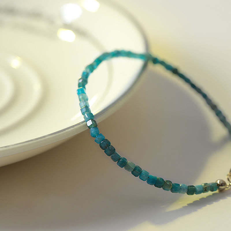 ATELIER-TIBET Bracelet Apatite 2,5 mm et Cœur Plaqué Or 14K