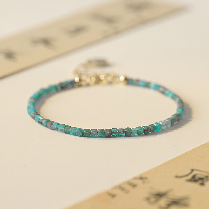 ATELIER-TIBET Bracelet Apatite 2,5 mm et Cœur Plaqué Or 14K