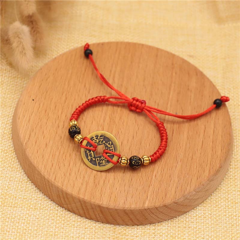 ATELIER-TIBET – Bracelet Fil Rouge avec Pièce de Cuivre – Protection & Prospérité