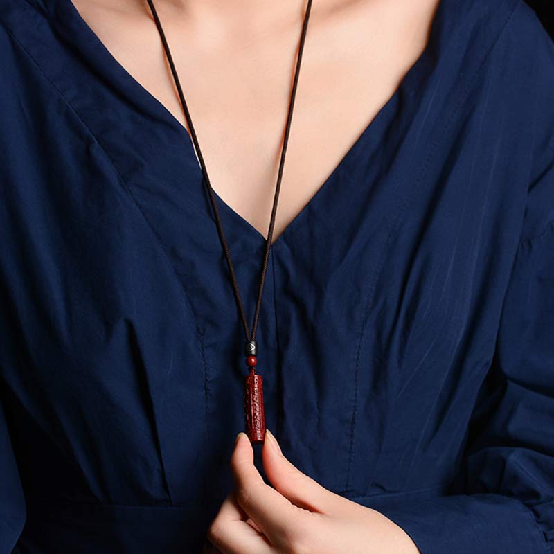 ATELIER-TIBET – Collier Traditionnel en Cinabre et Santal Rouge (50 cm)