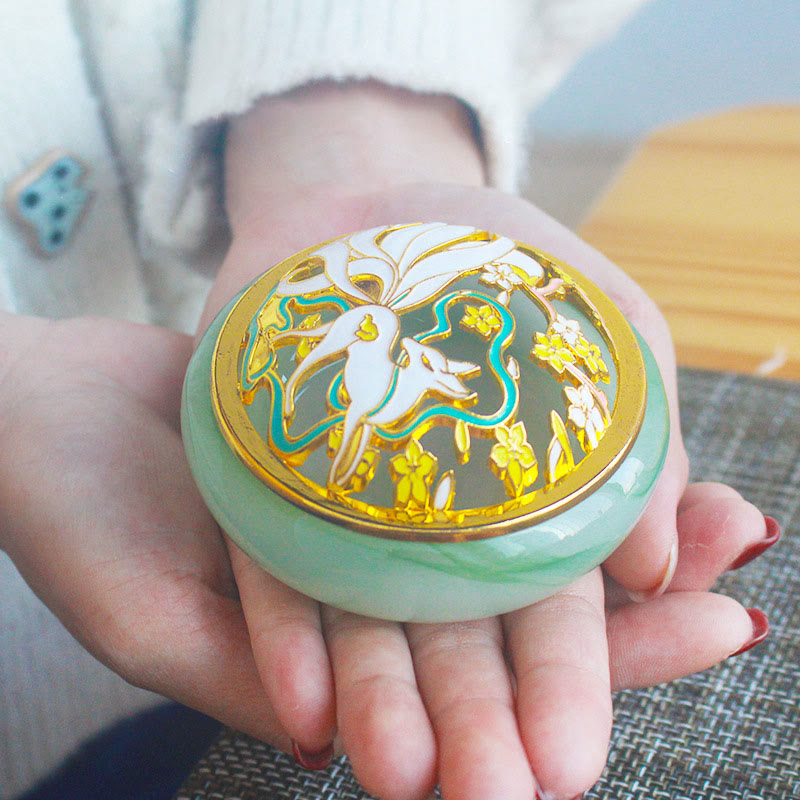 ATELIER-TIBET Brûleur d’Encens en Cristal Liuli Renard à Neuf Queues – Porte-Encens Cône pour Méditation