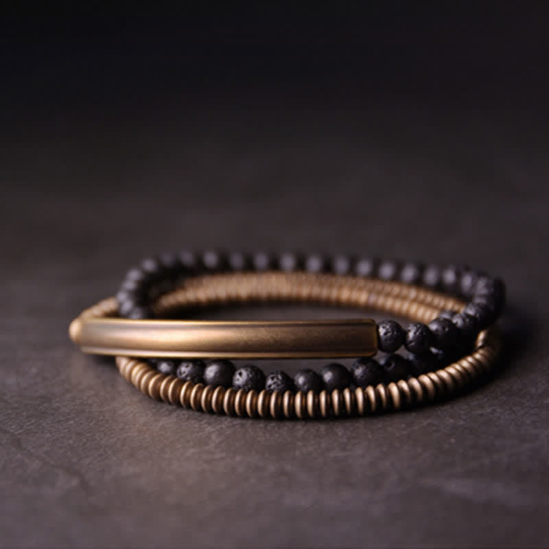 ATELIER-TIBET Bracelet en cuivre et Pierres de Lave