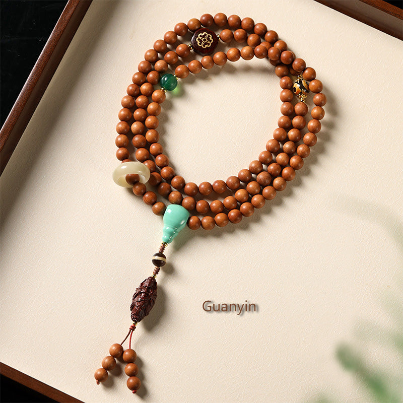 ATELIER-TIBET Bracelet Guanyin en Bois de Santal – Bois Précieux & Graines de Bodhi