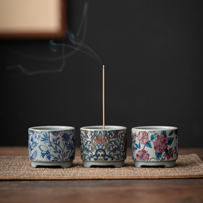 ATELIER-TIBET Porte-Encens Zen en Céramique – Série Bateau Lotus & Pêcheur (6 cm)
