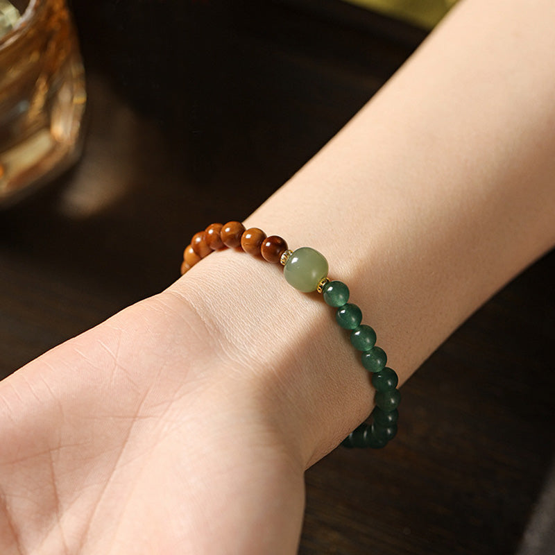 ATELIER-TIBET Bracelet Kukui Bodhi & Jade de Hetian – Perles 6 mm, Élégance Naturelle