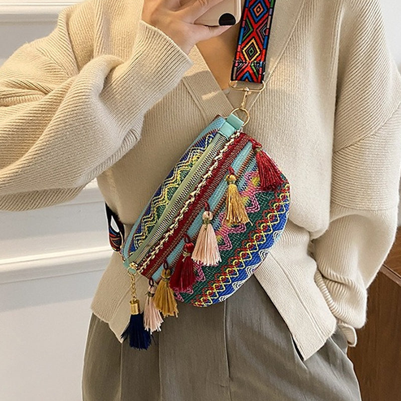 ATELIER-TIBET – Sac à bandoulière femme style folklorique – Polyester – 22 cm