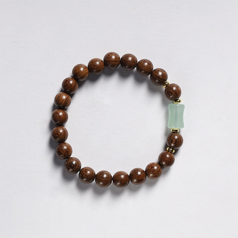 ATELIER-TIBET Bracelet Bouddhiste en Santal Doré & Jade Néphrite – Perles ~8 mm