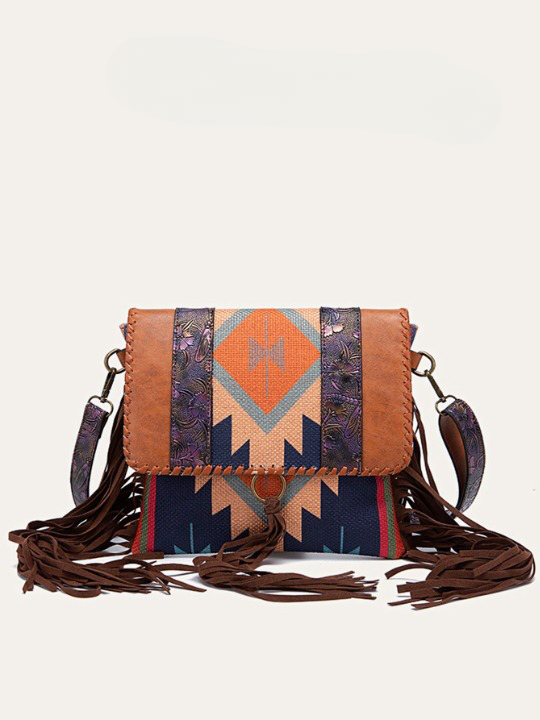 ATELIER-TIBET – Sac à bandoulière femme en cuir style boho – Cuir véritable – 26 cm