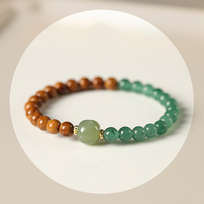 ATELIER-TIBET Bracelet Kukui Bodhi & Jade de Hetian – Perles 6 mm, Élégance Naturelle