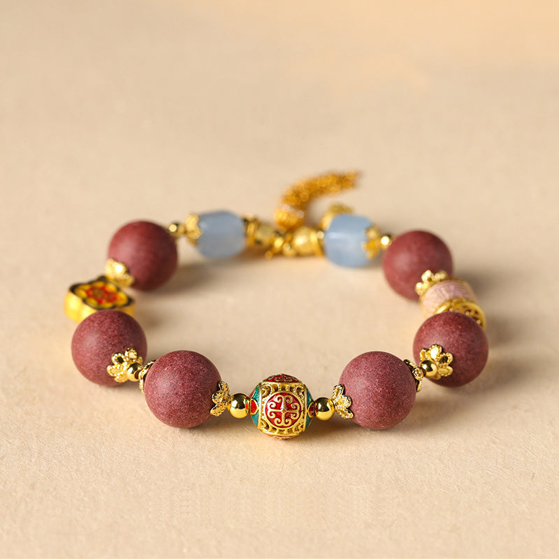 ATELIER-TIBET Bracelet Hexiang “Rêve des Dynasties du Sud” – Perles Parfumées & Calcédoine Bleue (~12 mm)