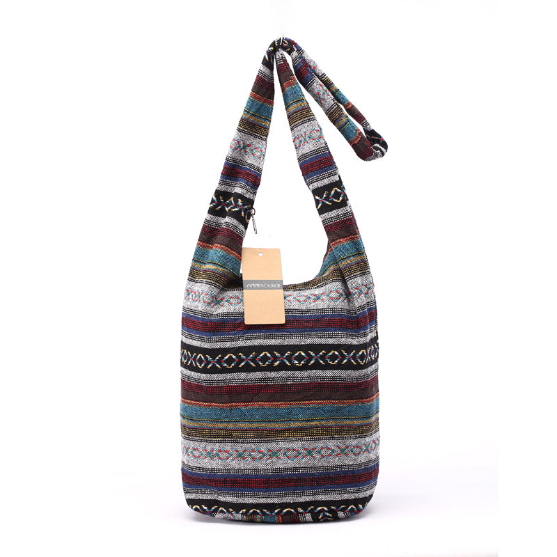 ATELIER-TIBET – Sac à bandoulière femme en tissu tissé rétro – Polyester – 30 cm