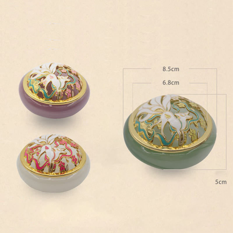 ATELIER-TIBET Brûleur d’Encens en Cristal Liuli Renard à Neuf Queues – Porte-Encens Cône pour Méditation