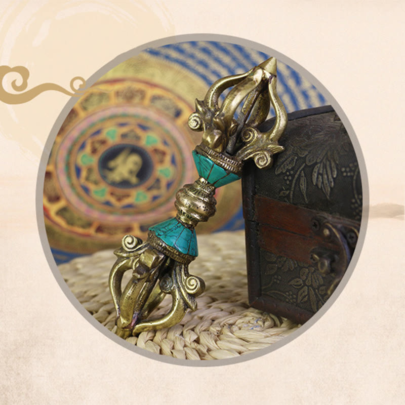 ATELIER-TIBET – Vajra Dorje Tibétain en Cuivre Cinq Branches Fait Main | Outil Spirituel de Méditation