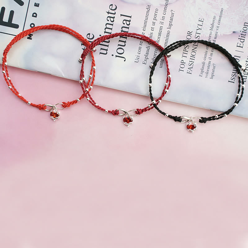 ATELIER-TIBET – Bracelet de Cheville Spirituel Fil Rouge Cœur Infini (Ajustable)