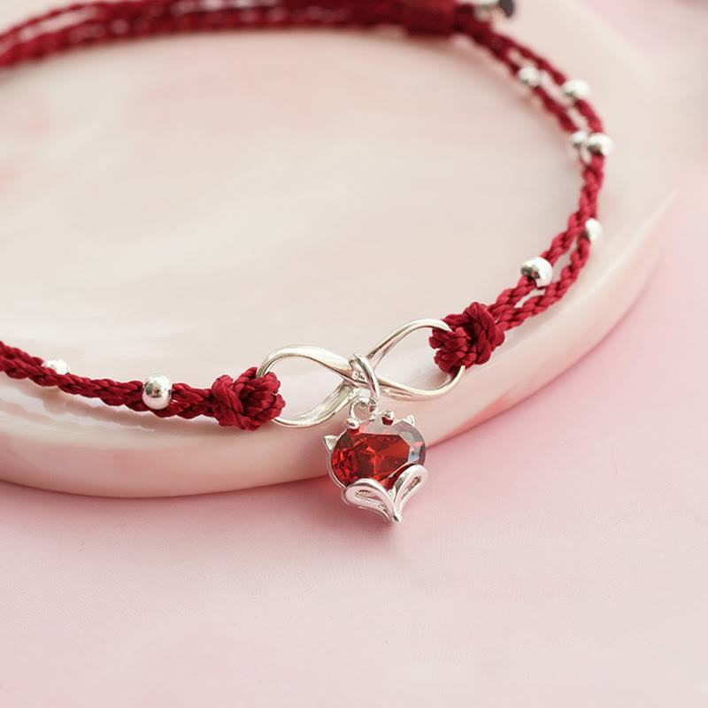 ATELIER-TIBET – Bracelet de Cheville Spirituel Fil Rouge Cœur Infini (Ajustable)