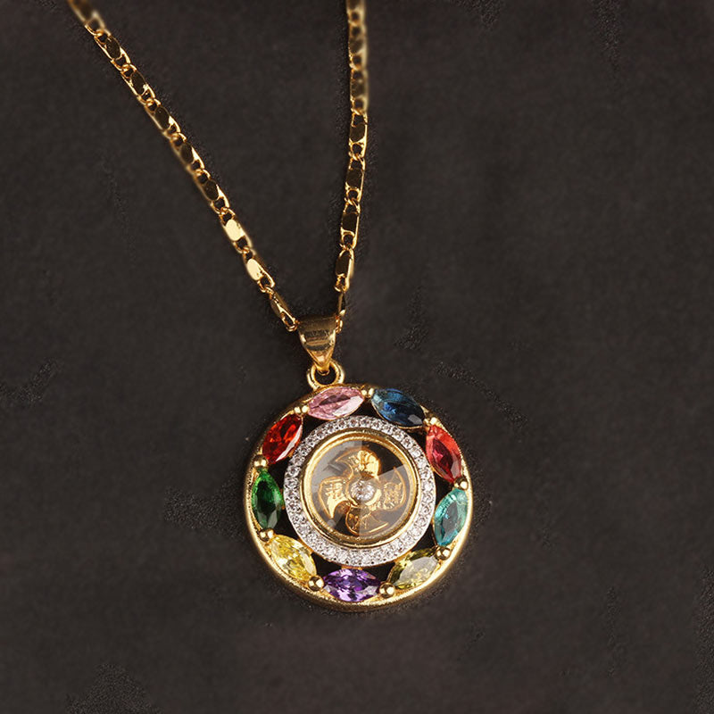 ATELIER-TIBET – Collier-Bracelet Porte-Bonheur en Cuivre & Zircon (Bijou 2-en-1)