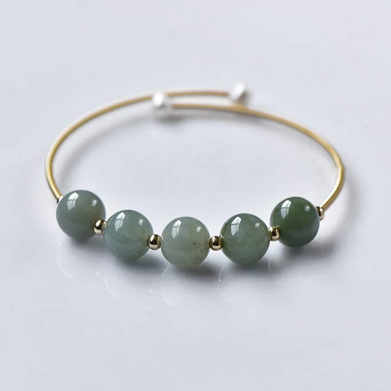 ATELIER-TIBET – Bracelet Ajustable en Jade Naturel « Abondance & Prospérité »