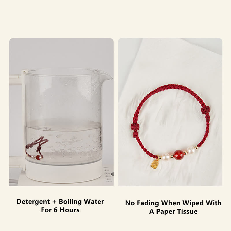 ATELIER-TIBET – Bracelet Fil Rouge en Argent Sterling 925 avec Symbole Fu (福)