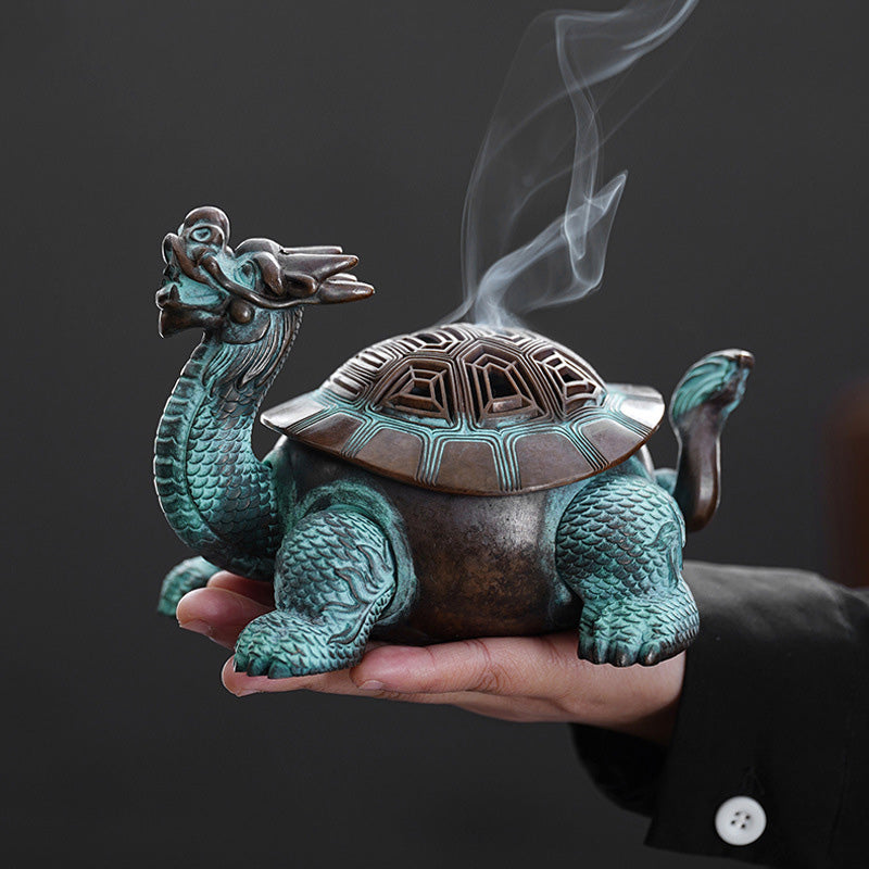 ATELIER-TIBET | Brûleur d’Encens Dragon-Tortue – Sculpture Mythique Artisanale