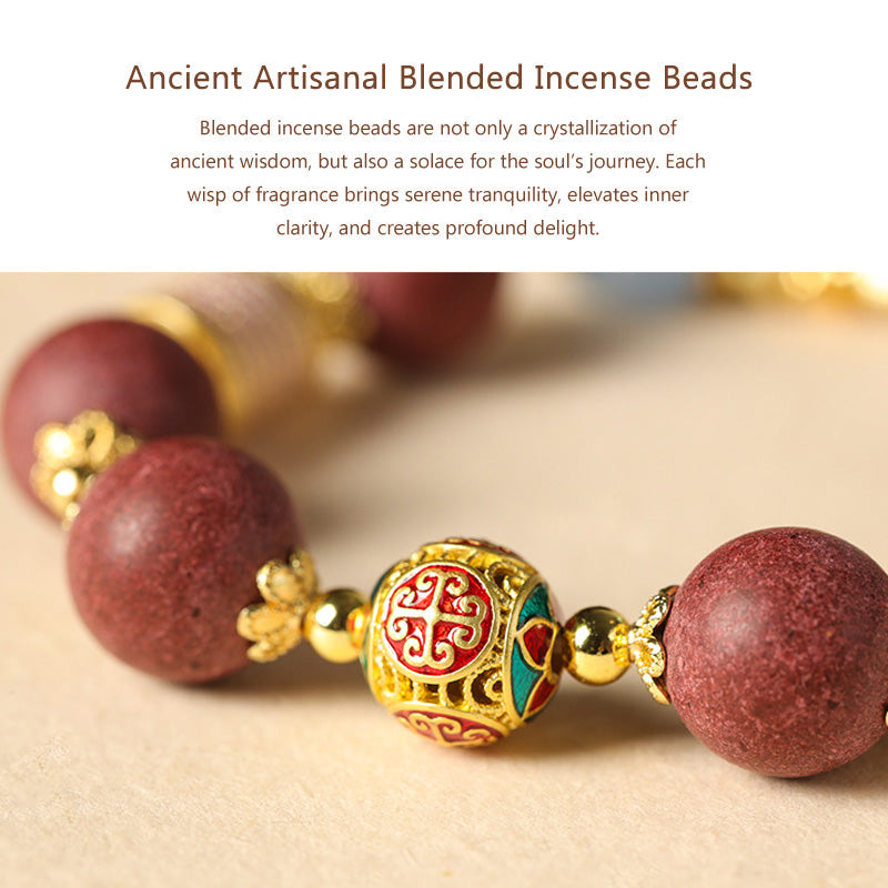 ATELIER-TIBET Bracelet Hexiang “Rêve des Dynasties du Sud” – Perles Parfumées & Calcédoine Bleue (~12 mm)