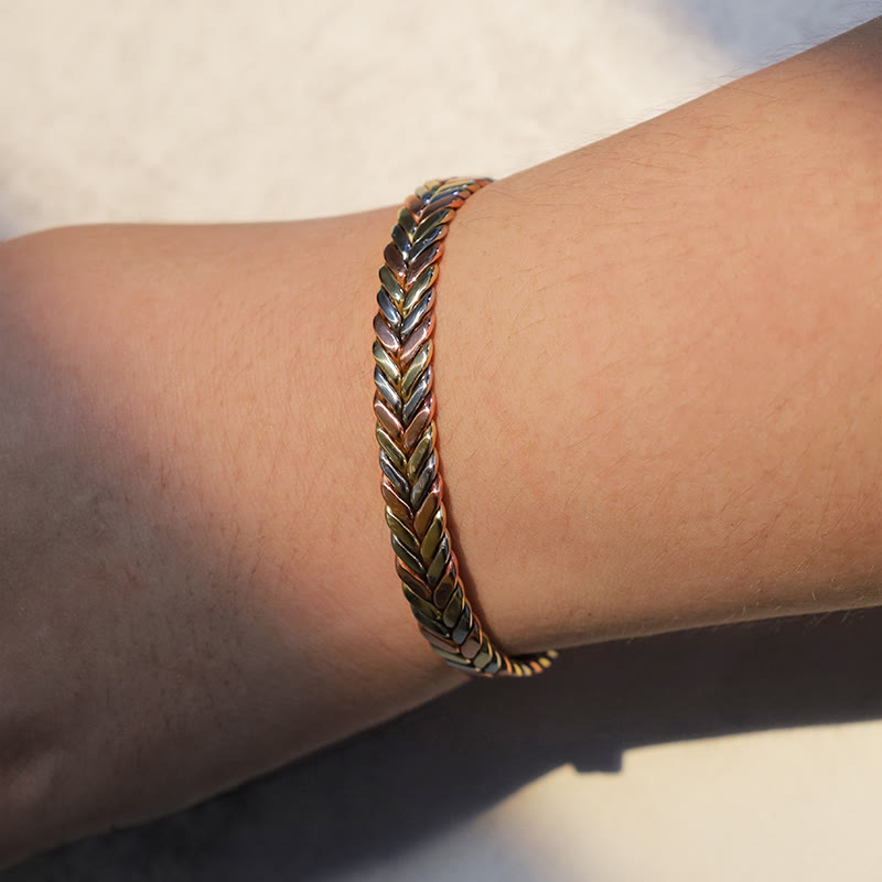 ATELIER-TIBET – Bracelet Spirituel Ajustable en Cuivre Pur, Manchette Artisanale