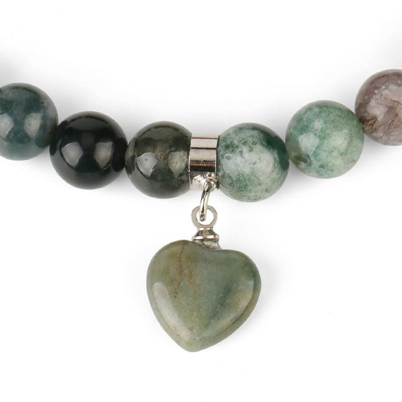 ATELIER-TIBET – Bracelet en Améthyste Naturelle Forme Cœur 8 mm, Perles Artisanales