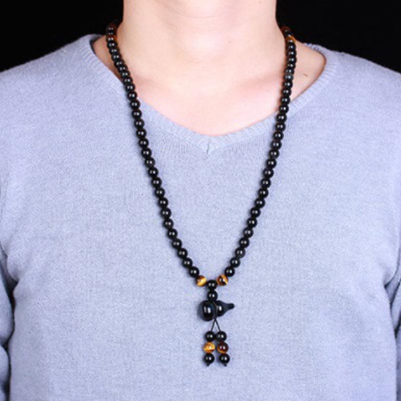 ATELIER-TIBET – Bracelet Mala en Obsidienne 6 mm – 108 Perles