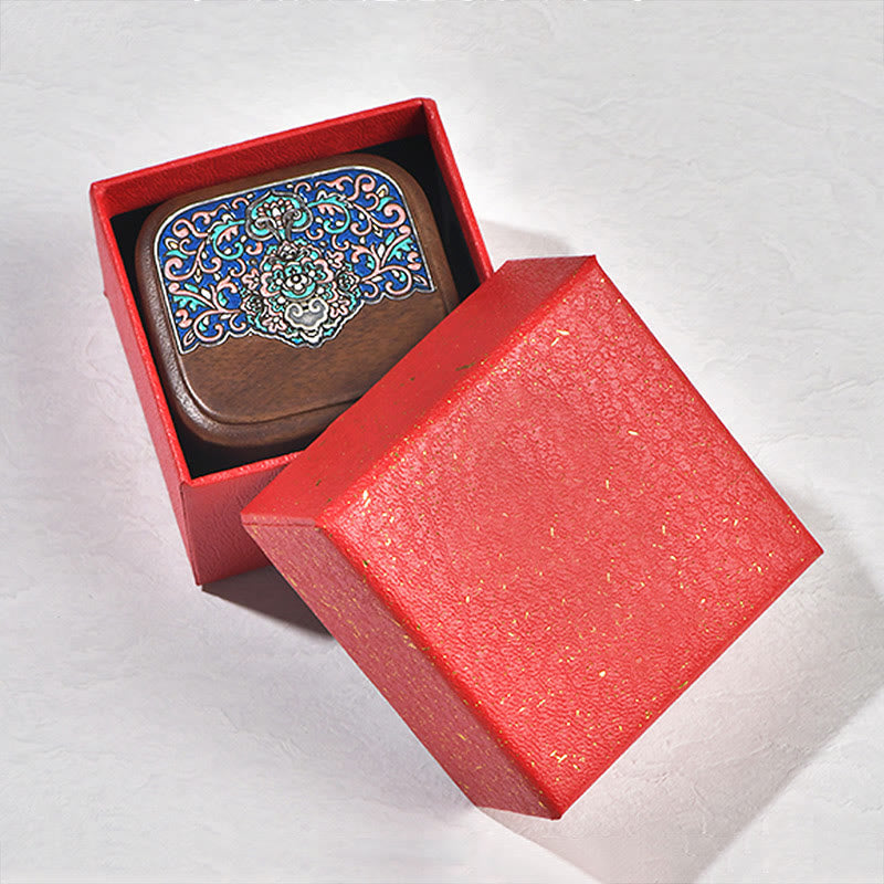 ATELIER-TIBET Boîte de rangement de bijoux en bois de noyer noir fait à la main rétro, boîte-cadeau en bois de feuille