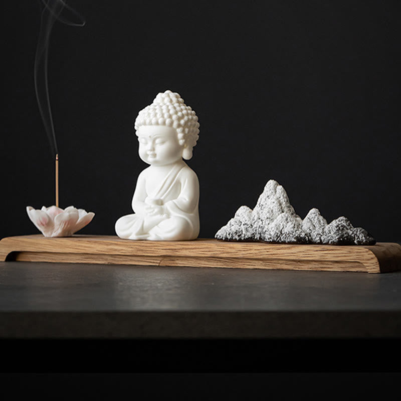 ATELIER-TIBET – Brûleur d’Encens Bouddha Lotus en Céramique – Porte-Encens Méditation Zen