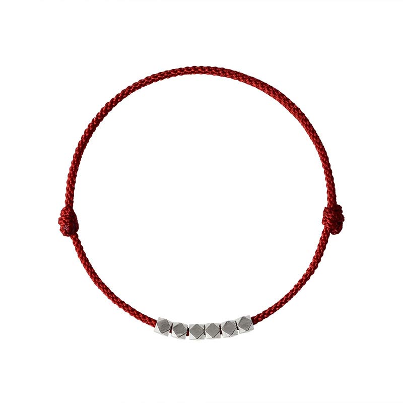 ATELIER-TIBET – Bracelet / Chevillère Tressé(e) Fil Rouge & Argent Sterling 925