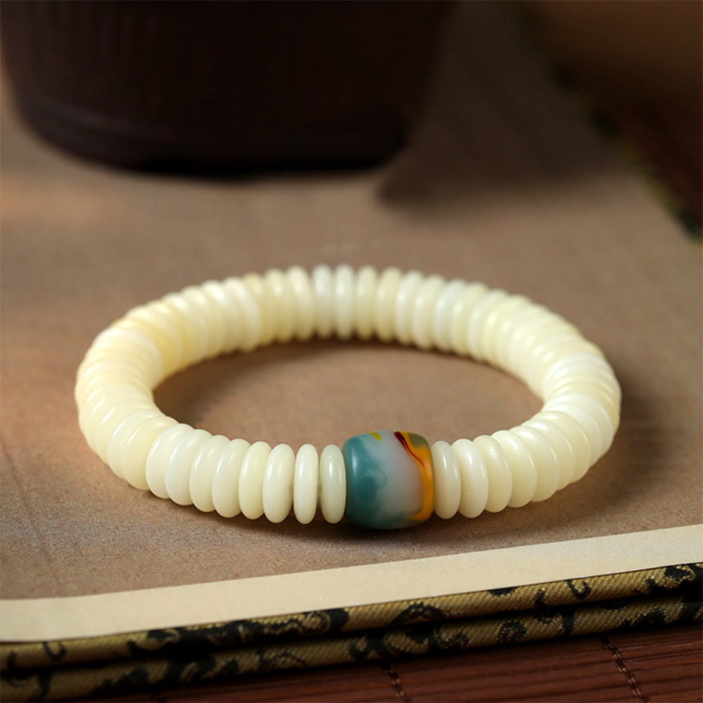 ATELIER-TIBET – Bracelet Mala Graine de Bodhi Blanche